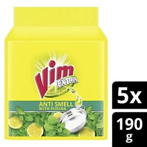 Vim Dishwash Bar With Pudina, 190 g (Buy 4 Get 1 Free)