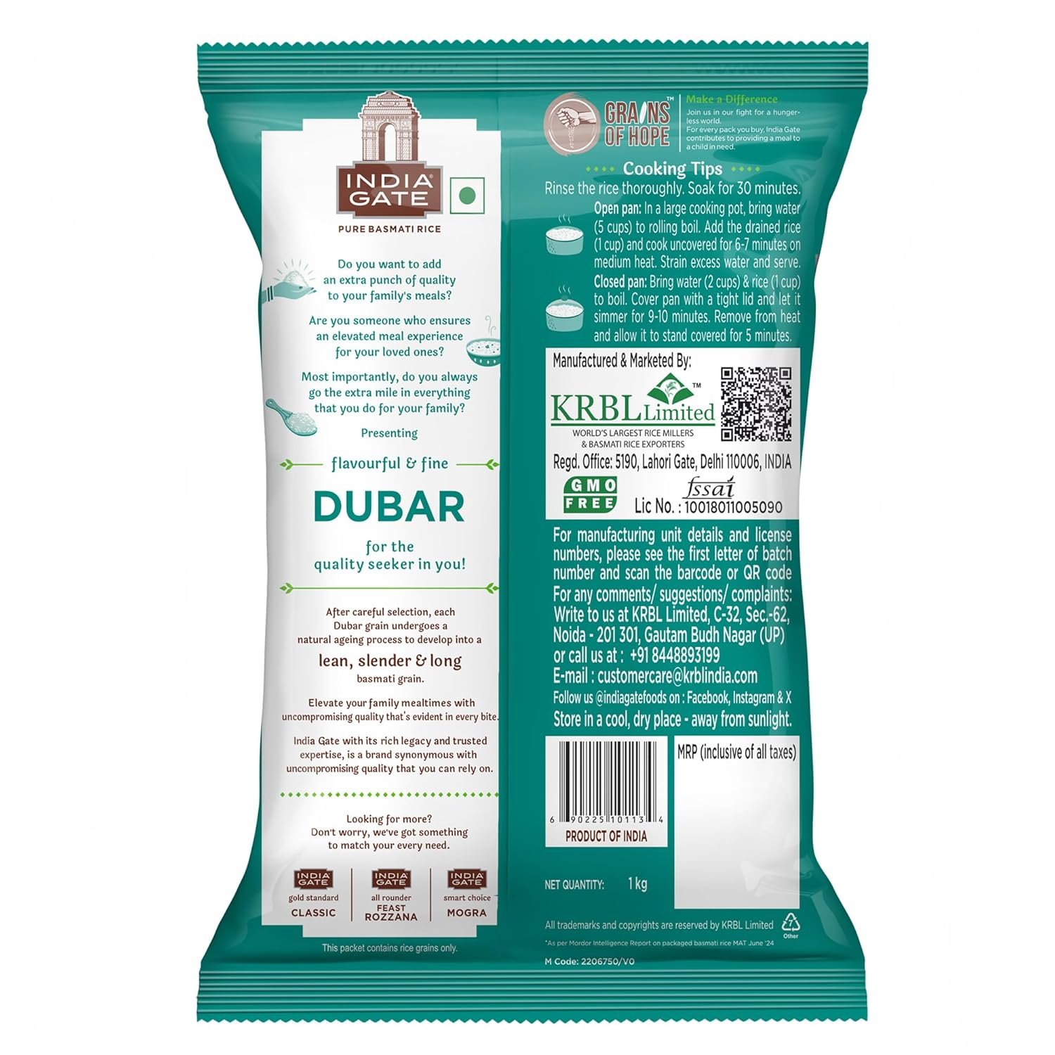 India Gate Basmati Rice Dubar - 1 Kg - Image 2